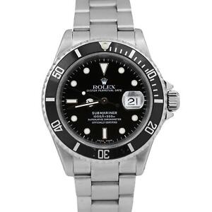 Rolex Submariner Date Black Stainless Steel Oyster SEL K 40mm 16610 Watch