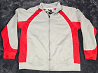 Starter Mens Track  Jacket L Gray Red Block full zip logo pockets EUC