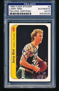 1986 Fleer Stickers Signed Autographed LARRY BIRD #2 PSA A