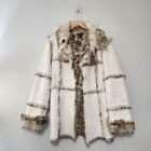 Bebe Jacket Womens Medium Faux Suede Style Fur Lined Trench Coat Animal Print