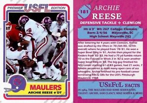 Archie Reese 1984 Style USFL Custom Card Pittsburgh Maulers 49ers Raiders