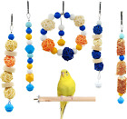 6Pcs Bird Chew Toys Natural Parakeet Toys Bird Cage Toy,Hanging Bird Bells