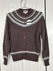 Vintage Shetland Wool Cardigan Sweater Size XL REI Fair Isle Plum Heather