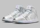 Nike Women's Air Jordan 1 Mid Metallic Silver White FN5031-100 Shoes NEW