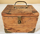 Vintage Wood Box with Hinged Lid Metal Handle and Latch Wooden Rustic Storage