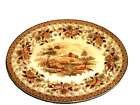 1930s ENGLISH TRANSFERWARE PLATTER RIDGWAY WOODLAND BROWN MULTICOLOR 12 In OVAL