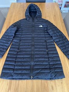 The North Face Parka Puffer Coat Womens Black, Hooded Long 700 Down Large