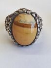 REAL VINTAGE USE MONTANA AGATE STERLING SILVER MENS RING SZ 8.75 💫CONDITION