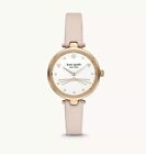 KATE SPADE HOLLAND WOMEN'S ROSE GOLD PINK LEATHER CAT WATCH KSW9049 NEW