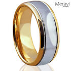Silver Dome Ring Tungsten Rings for Men 18K Gold IP Mens Rings Mens Wedding Band