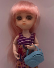 BJD Mini 6” Girl Doll 1/8  Pink Hair Small Unknown Brand Ball Jointed Plastic E