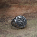 Mens Norse Viking Axe Compass Vegvisir Ring Men Stainless Steel Size 7-16 Gift