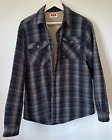 Wrangler sherpa lined brown/black/grey button up flannel unisex size medium