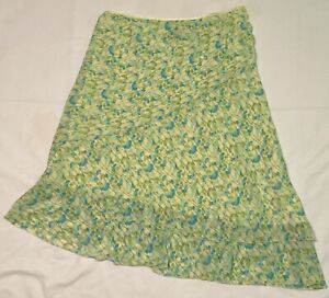 LANE BRYANT Green Floral Asymmetrical Tiered Skirt Size 18/20 Lined Watercolor