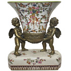 New ListingDecorative Napoleon III Style Bronze Porcelain Twin Cherubs Centrepiece Vase