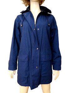 Burberrys Women's Trench Coat Parka Jacket Zip Button S M Nova Check Navy Vtg