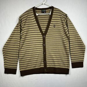 Vintage SouthPole Acrylic Cardigan Sweater Men’s 2XL Brown Striped Long Sleeve