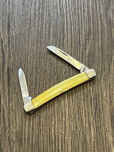 Kabar 2-Blade Half Congress Vintage Folding Pocket Knife, Yellow Celluloid