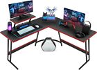 L-shaped gaming table, computer corner table, PC gaming table with large monitor