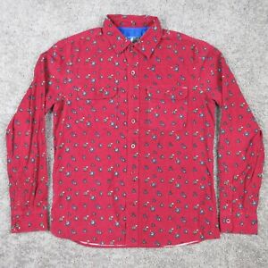 Toddland Shirt Mens Medium Red Geometric Gnome Corduroy Outdoor Casual Novelty