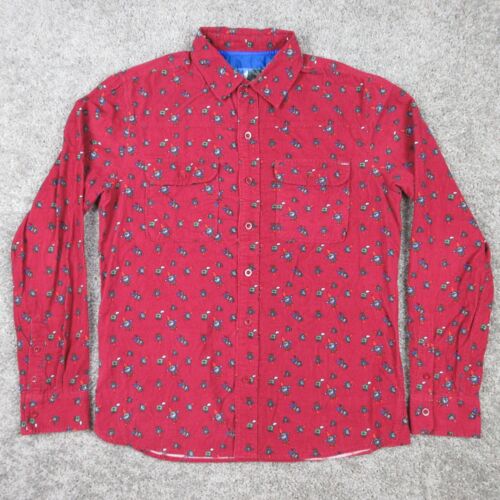 Toddland Shirt Mens Medium Red Geometric Gnome Corduroy Outdoor Casual Novelty