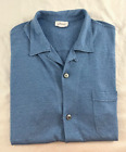 Brioni Made in Italy Sz. XXL Blue Silk Linen Short Sleeve Camp Cuban Button Up!