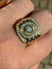 Men's 14k Gold Plated Real Solid 925 Silver Big CZ RING Iced Icy Large Pinky