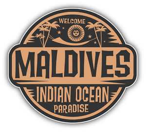 Maldives Welcome Label Car Bumper Sticker Decal 5'' x 4''