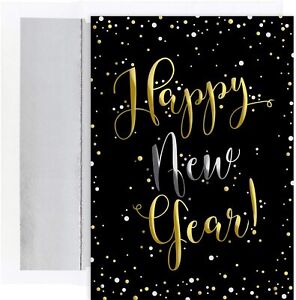 Happy New Year 16-Count Christmas Cards with Foil Lined Envelopes