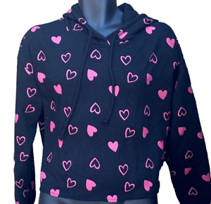 No Boundaries | Womens/Juniors Size XXL (19) Pink Hearts Black Hooded Pullover