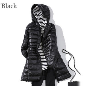 Winter Women Packable Ultralight Long Down Hooded Jacket Puffer Parka Coats