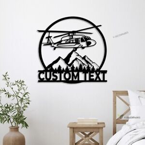 Custom Helicopter Aircraft Hangar Metal Sign, Personalized Aviation Signs
