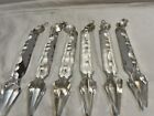 Lot of 6-Antique 7-L Gothic Cut / Notched Spear Crystal Prisms Drop