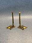 Pair Vintage Brass Wall Mount Hinged Plant / Bird Cage Hook 6 1/2 Inches Long