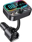 Wireless Bluetooth 5.0 FM Transmitter Radio AUX Adapter USB Car LED Music Player