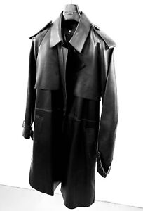 Frank Debourge Matrix black leather Men trench coat