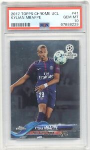 2017 Topps Chrome UCL Soccer #41 Kylian Mbappe RC Rookie PSA 10