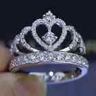 3Ct Round Lab-Created Diamond Princess Crown Engagement Ring 14k White Gold Over