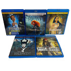 Disney Blu-Ray 5 Movie Lot Maleficent Brave Pocahontas Princess & Frog Pirates