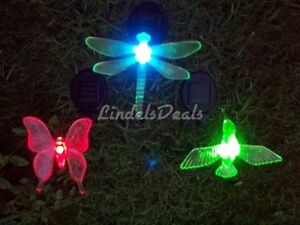 Solar Powered Stake Light Hummingbird,Dragonfly or Butterfly Color Changing LED
