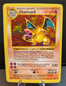 Shadowless Charizard 4/102 Base Set Holo Rare Pokemon Card MP