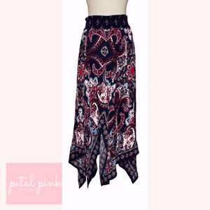 NWOT | SIZE M | BILA Boho Long Maxi Skirt Handkerchief Hem Rayon Gauzy