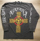 Vintage Nirvana LS Shirt L Kurt Cobain In Utero Tour Celtic Cross Biker Sliver
