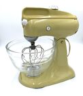 Vintage KitchenAid 4C Stand Mixer Glass Bowl & Whisk Yellow Retro TESTED WORKS