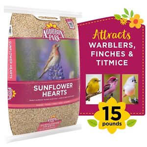 Audubon Park Sunflower Hearts Wild Bird Food, Dry, 1 Count per Pack, 15 lbs.