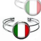 Italian Flag Glass Top Cuff Bracelet Handcrafted Statement Gift Italy's Flag