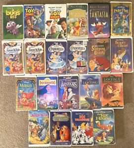 VHS Huge Lot 21: Vintage Classic Disney & Pixar Princess, Animals, More
