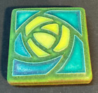 Motawi Pottery Dard Hunter Green and Yellow Tile 2.75