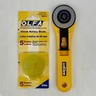 Olfa 45mm Rotary Cutter and Pkg of 5 Replacement Blades RB45-5 Tungsten Carbide
