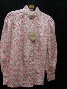 Vintage Western style blouse Victorian Frontier Pioneer Pink Floral sizes S-3X